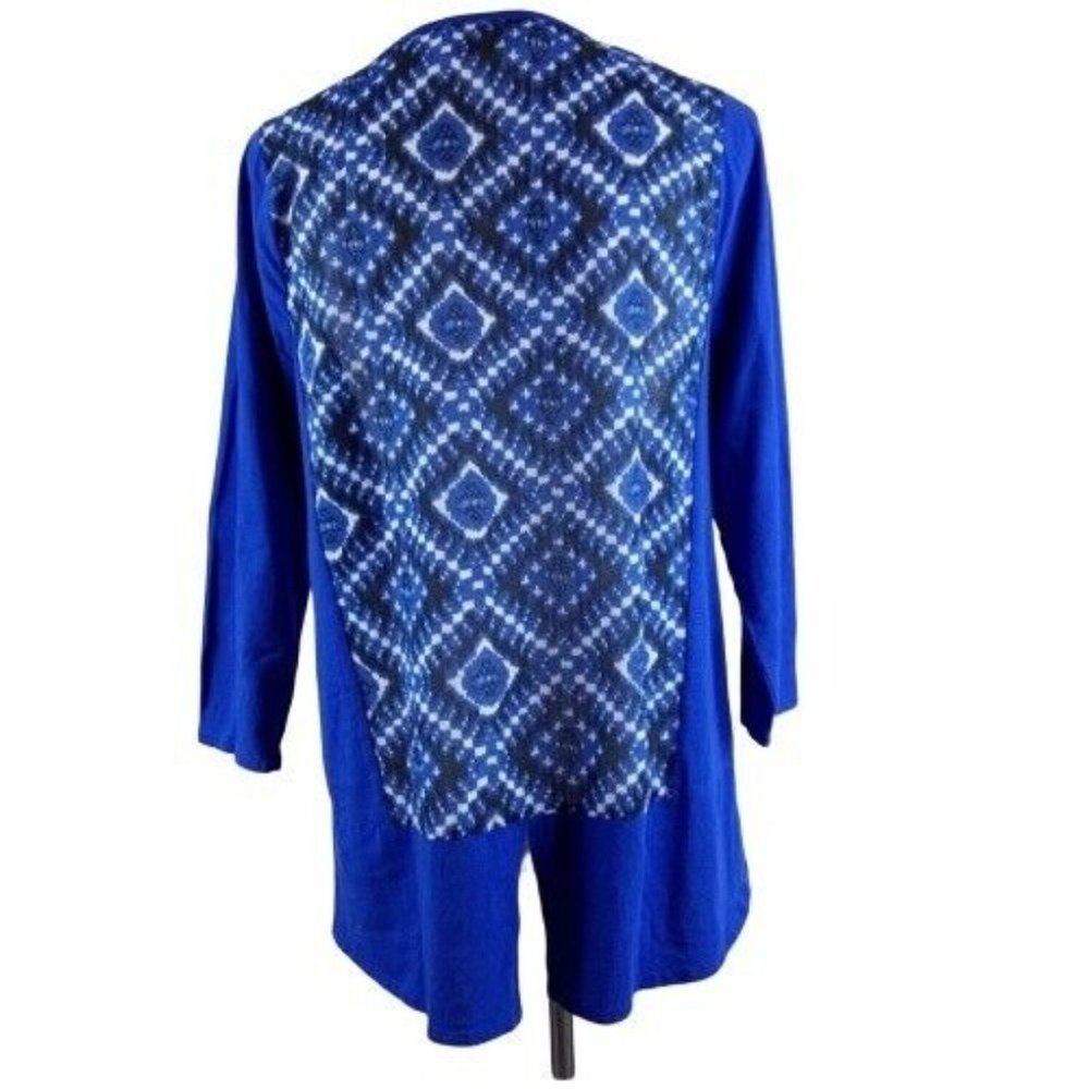 Vince Camuto Tunic Top Womens Size Small Blue Ikat 3/4 Sleeves - Picture 2 of 9